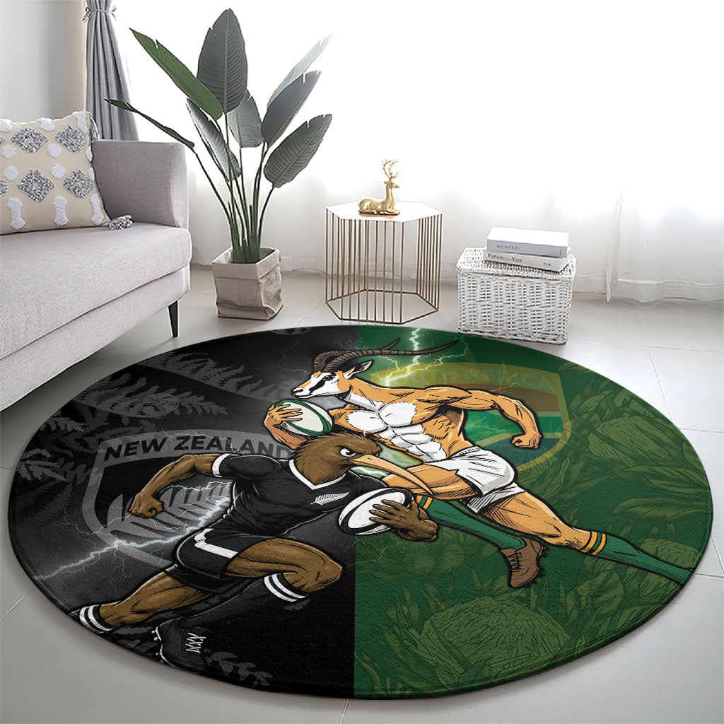 South Africa And New Zealand Round Carpet Springboks And Kiwis Rugby Rivalry