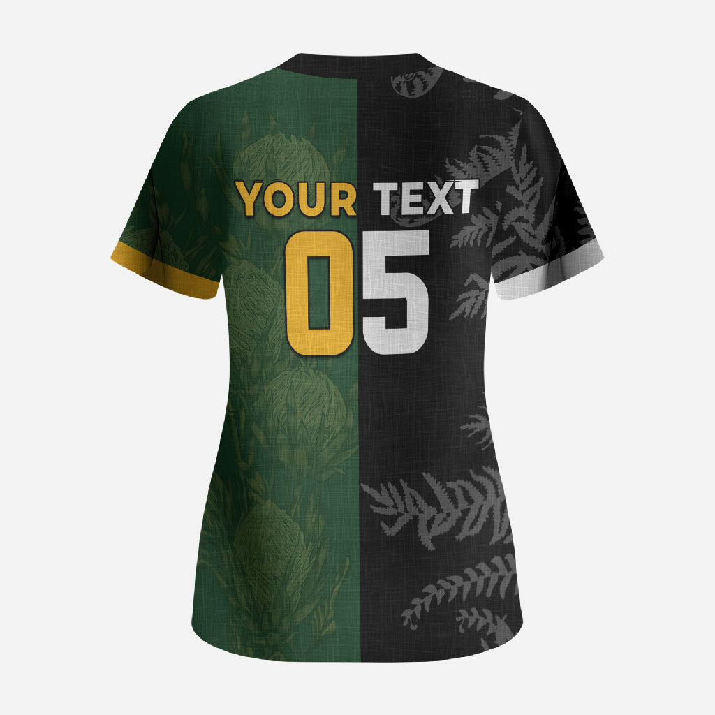 Custom South Africa And New Zealand Scrub Top Springboks And Kiwis Rugby Rivalry