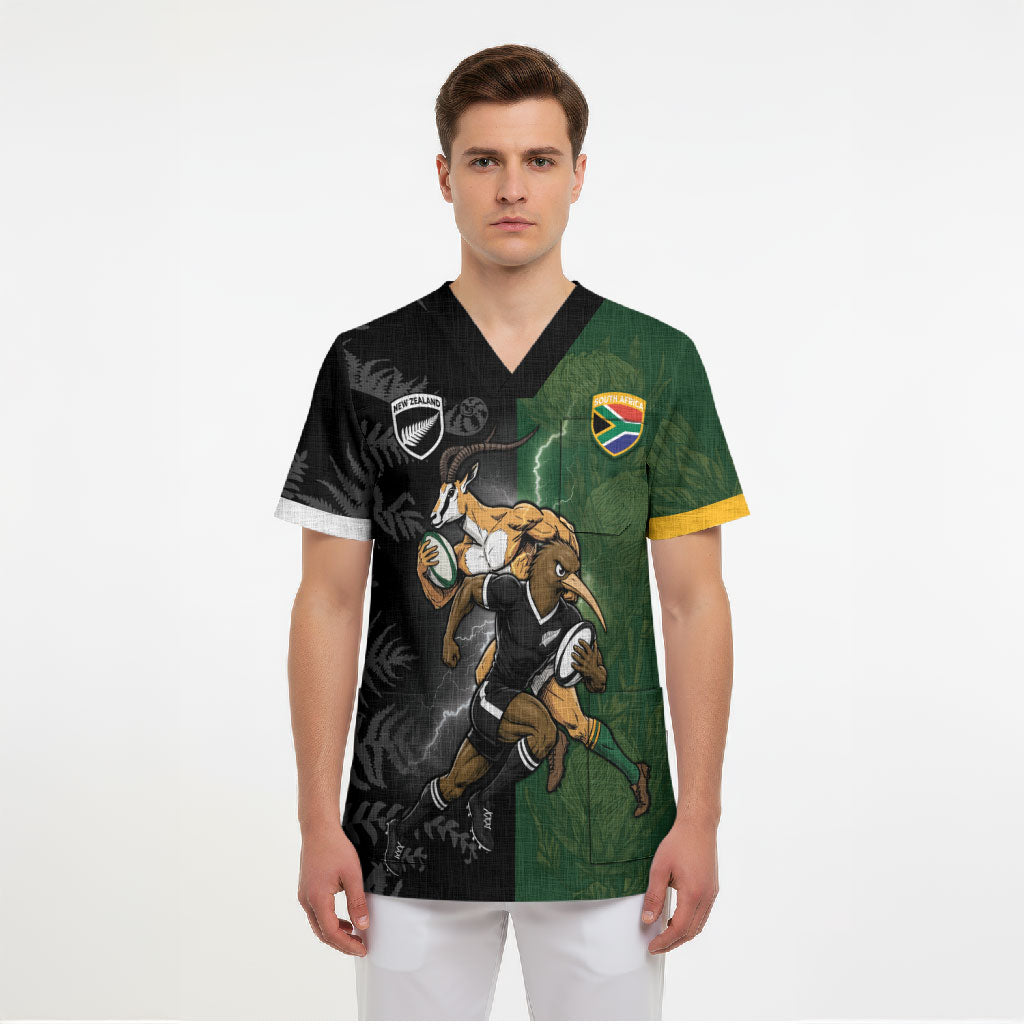Custom South Africa And New Zealand Scrub Top Springboks And Kiwis Rugby Rivalry