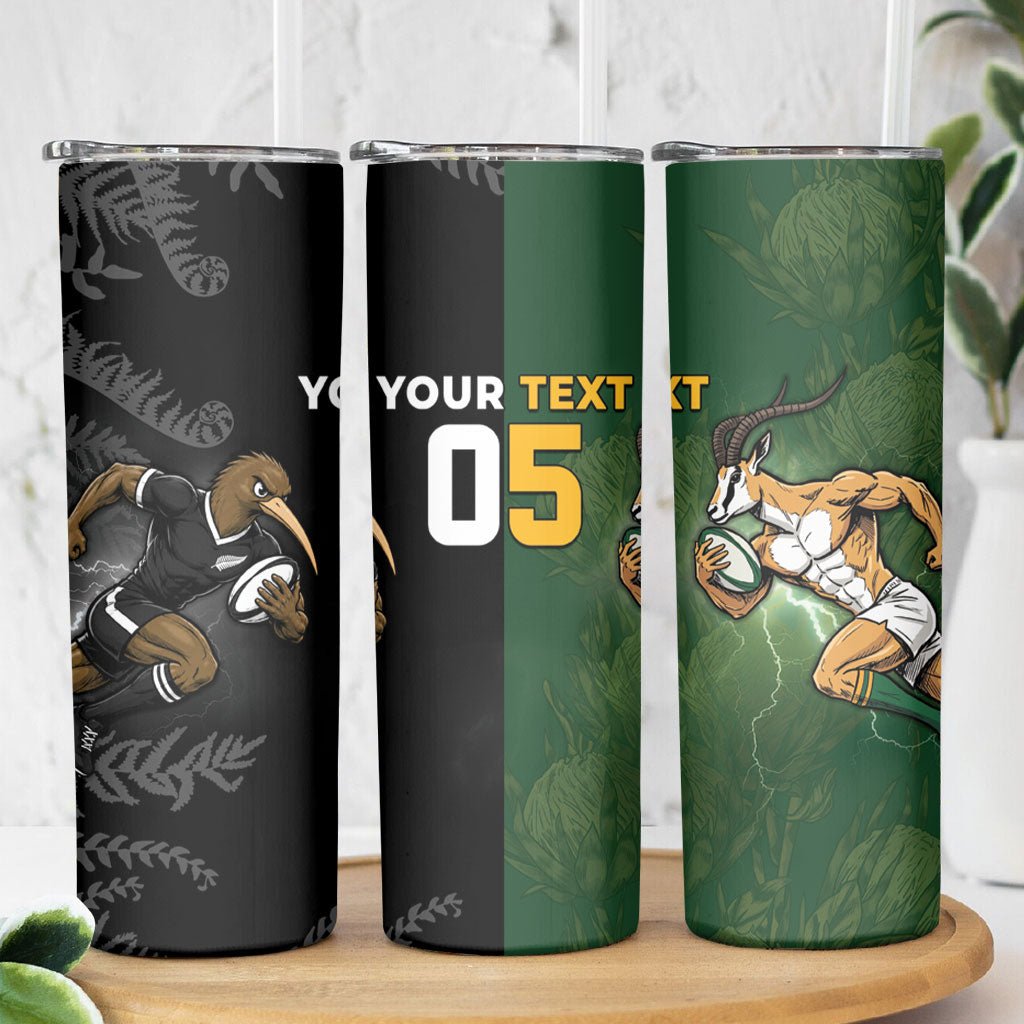 Custom South Africa And New Zealand Skinny Tumbler Springboks And Kiwis Rugby Rivalry