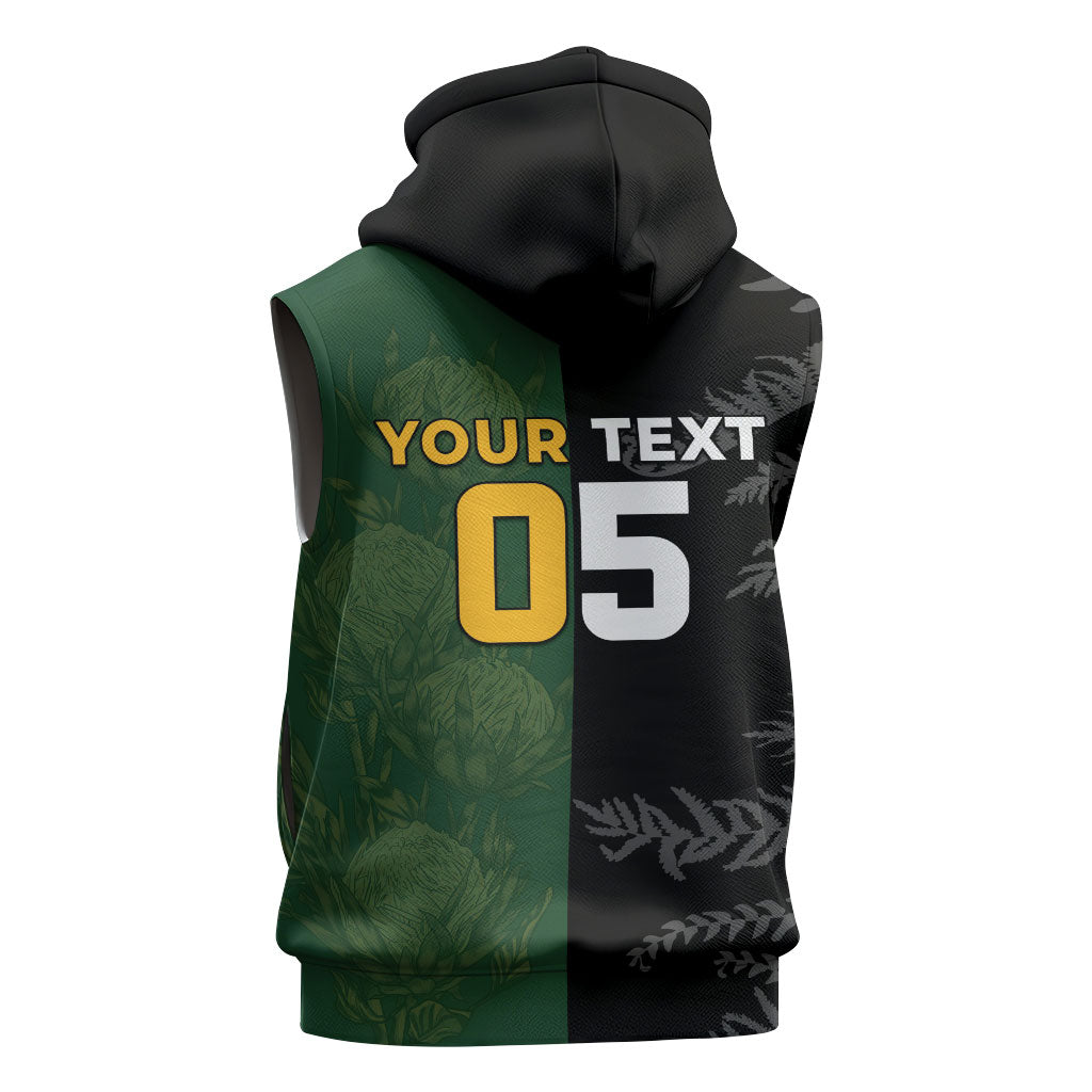 Custom South Africa And New Zealand Sleeveless Hoodie Springboks And Kiwis Rugby Rivalry