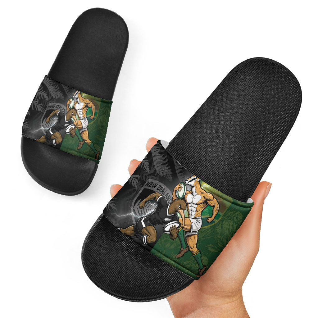 South Africa And New Zealand Slide Sandals Springboks And Kiwis Rugby Rivalry