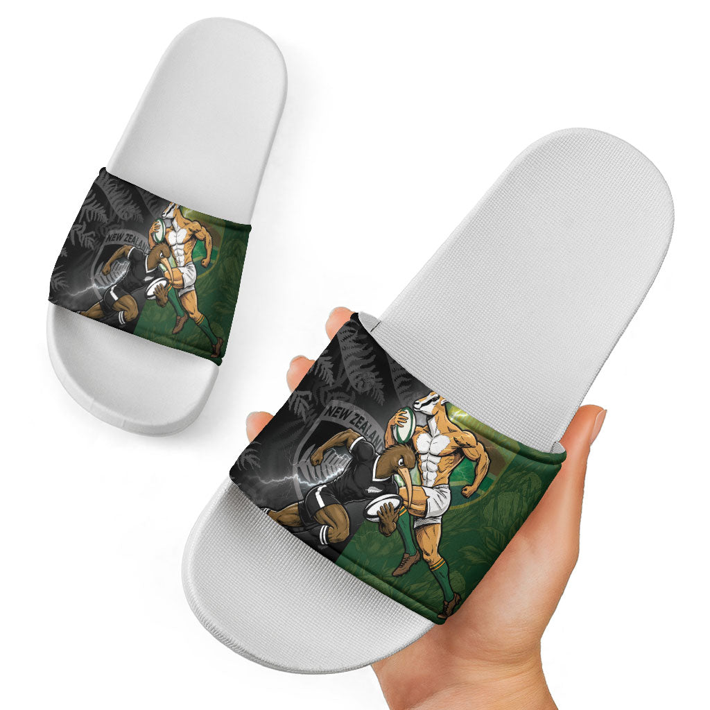 South Africa And New Zealand Slide Sandals Springboks And Kiwis Rugby Rivalry