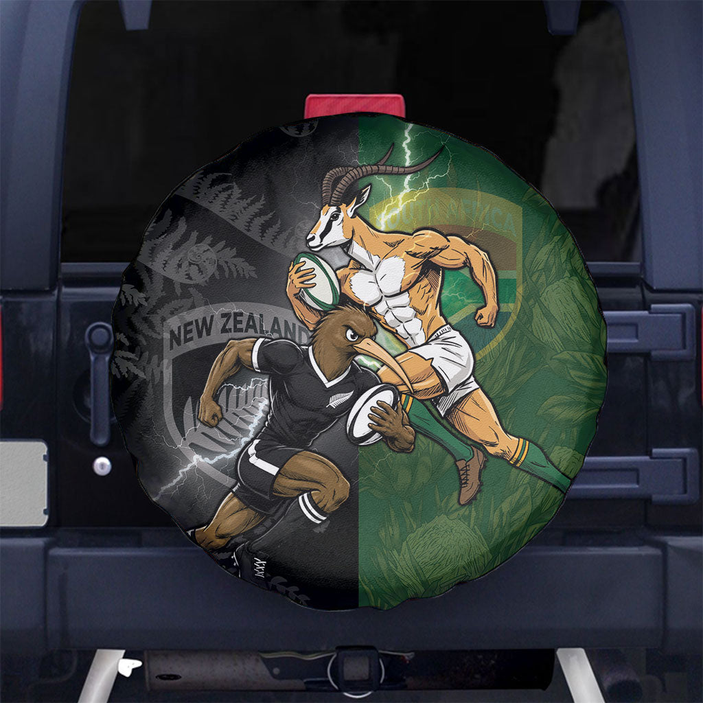 South Africa And New Zealand Spare Tire Cover Springboks And Kiwis Rugby Rivalry