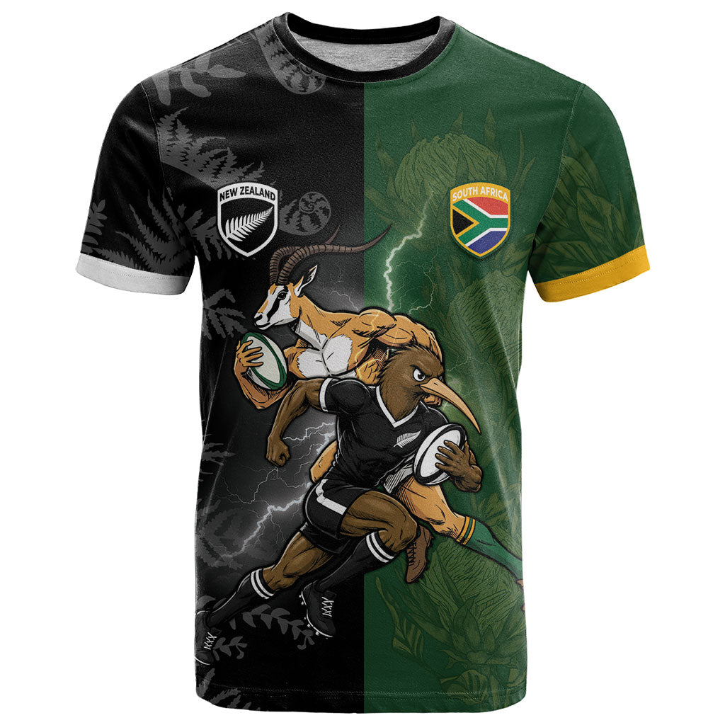 Custom South Africa And New Zealand T Shirt Springboks And Kiwis Rugby Rivalry