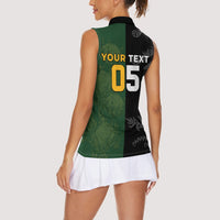Custom South Africa And New Zealand Women Sleeveless Polo Shirt Springboks And Kiwis Rugby Rivalry