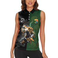 Custom South Africa And New Zealand Women Sleeveless Polo Shirt Springboks And Kiwis Rugby Rivalry