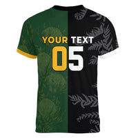 Custom South Africa And New Zealand Women V-Neck T-Shirt Springboks And Kiwis Rugby Rivalry