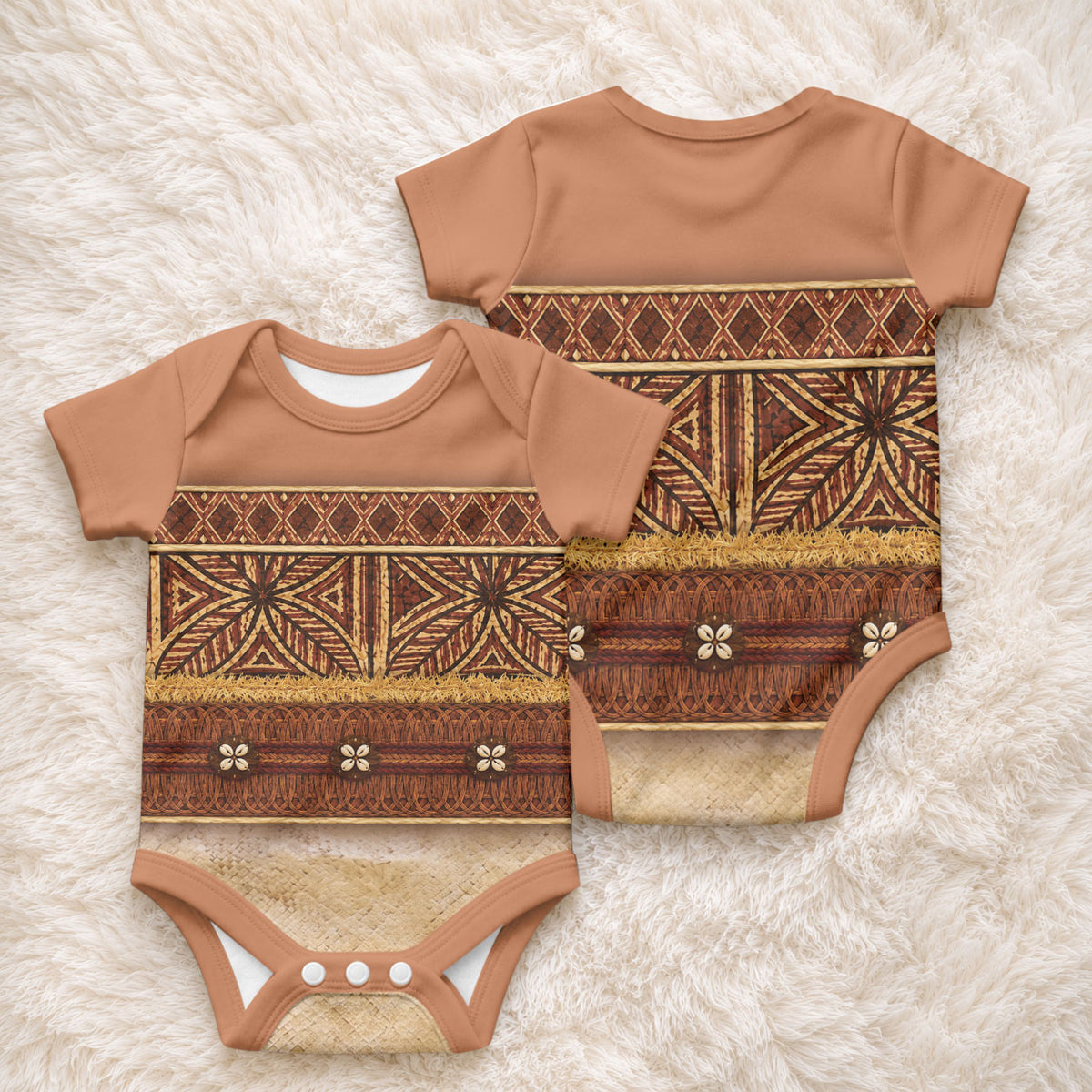 Polynesian Princess Inspired Cosplay Costume Baby Onesie Traditional Tapa Pattern