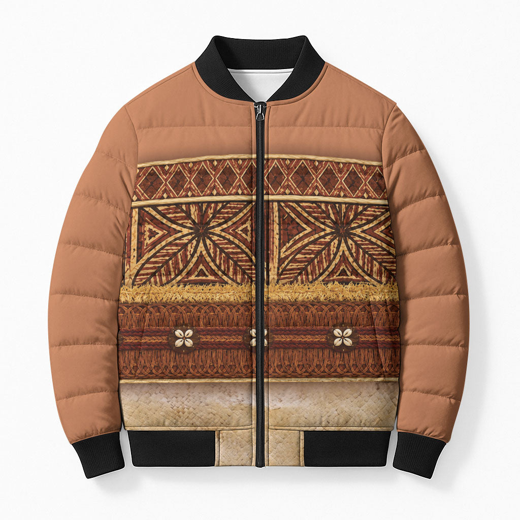 Polynesian Princess Inspired Cosplay Costume Bomber Puffer Jacket Traditional Tapa Pattern