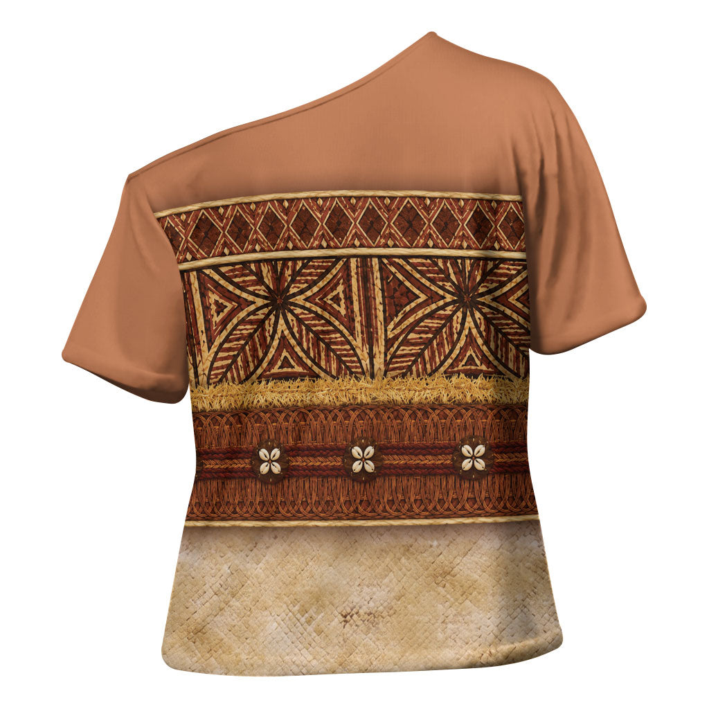 Polynesian Princess Inspired Cosplay Costume Cross Shoulder Shirt Traditional Tapa Pattern