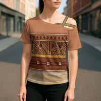 Polynesian Princess Inspired Cosplay Costume Cross Shoulder Shirt Traditional Tapa Pattern