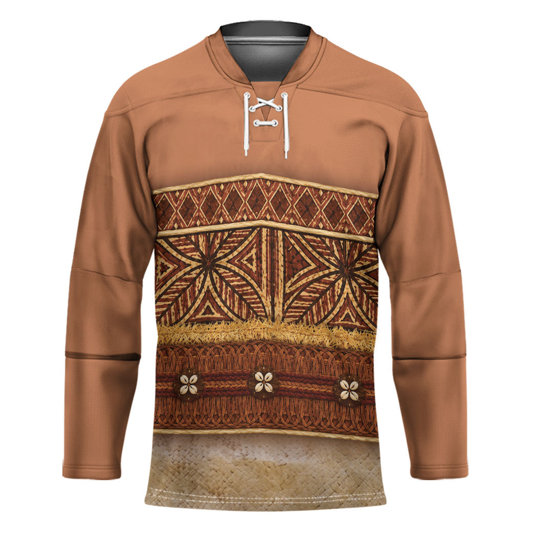 Polynesian Princess Inspired Cosplay Costume Hockey Jersey Traditional Tapa Pattern