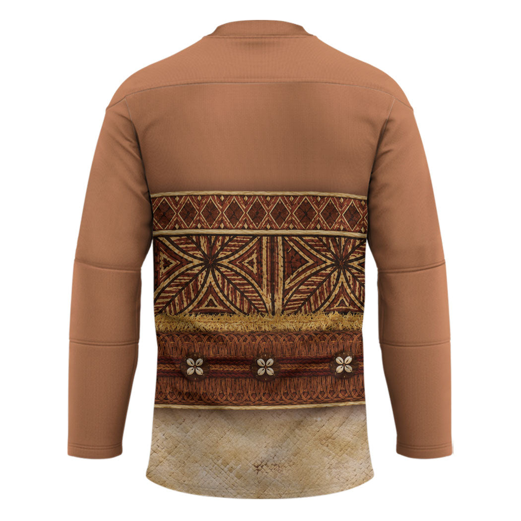 Polynesian Princess Inspired Cosplay Costume Hockey Jersey Traditional Tapa Pattern
