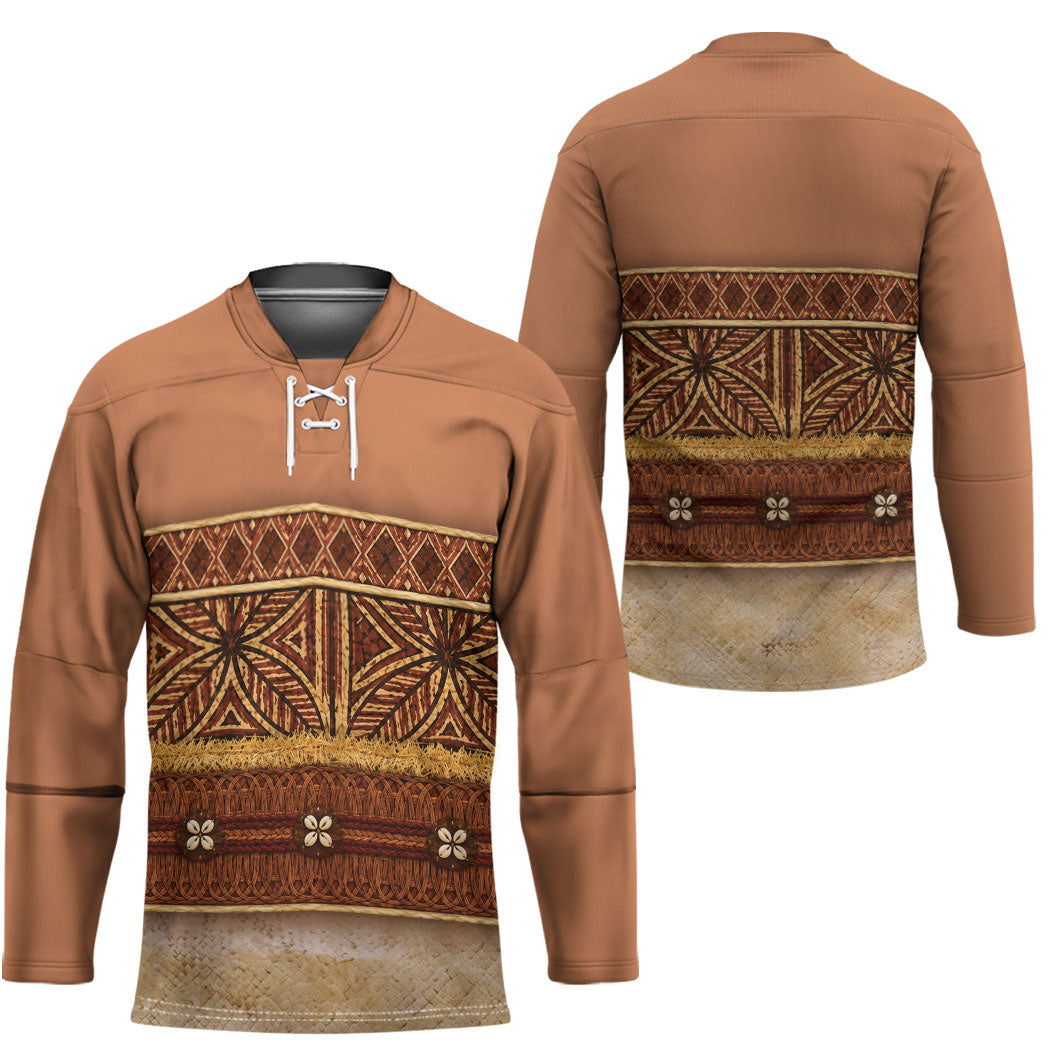 Polynesian Princess Inspired Cosplay Costume Hockey Jersey Traditional Tapa Pattern