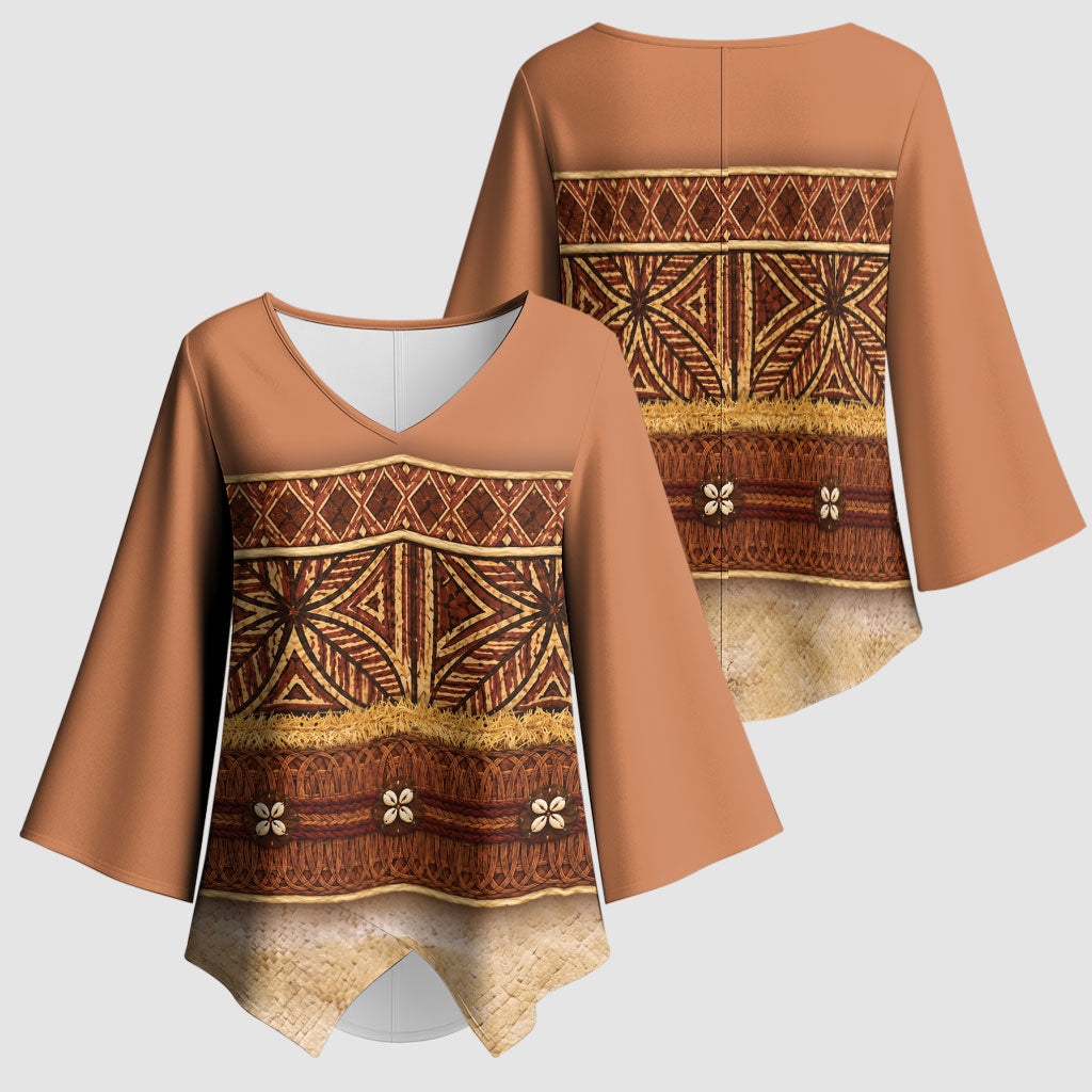 Polynesian Princess Inspired Cosplay Costume Kimono Sleeve Blouse Traditional Tapa Pattern