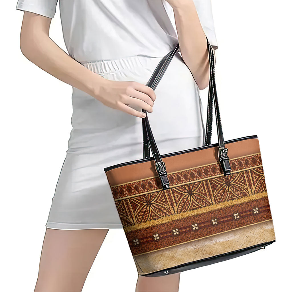 Polynesian Princess Inspired Cosplay Costume Leather Tote Bag Traditional Tapa Pattern