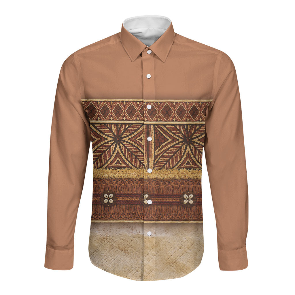 Polynesian Princess Inspired Cosplay Costume Long Sleeve Button Shirt Traditional Tapa Pattern