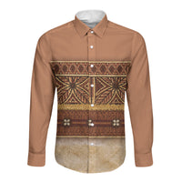 Polynesian Princess Inspired Cosplay Costume Long Sleeve Button Shirt Traditional Tapa Pattern