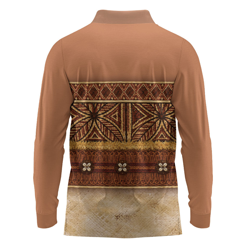 Polynesian Princess Inspired Cosplay Costume Long Sleeve Polo Shirt Traditional Tapa Pattern