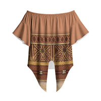 Polynesian Princess Inspired Cosplay Costume Off Shoulder Wrap Waist Top Traditional Tapa Pattern