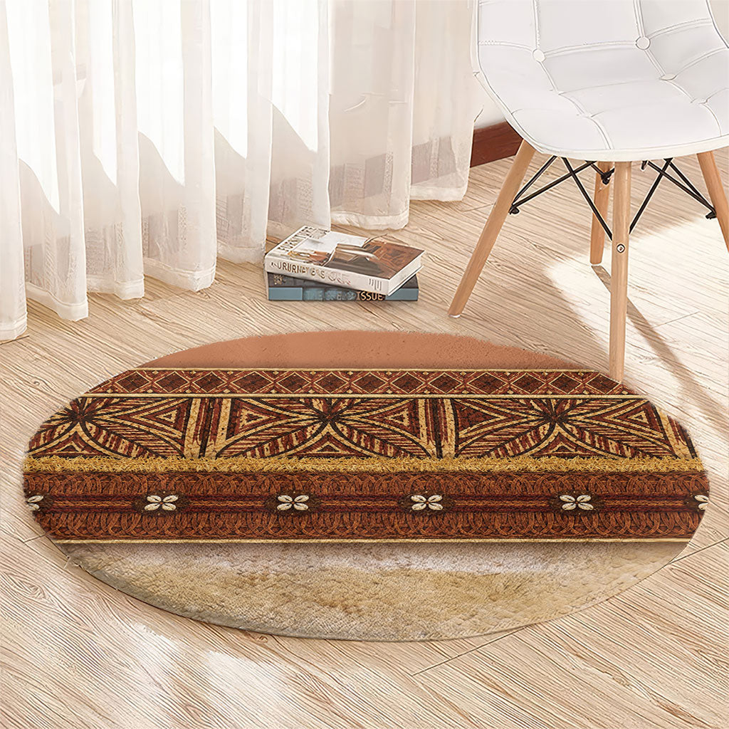 Polynesian Princess Inspired Cosplay Costume Round Carpet Traditional Tapa Pattern