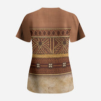 Polynesian Princess Inspired Cosplay Costume Scrub Top Traditional Tapa Pattern