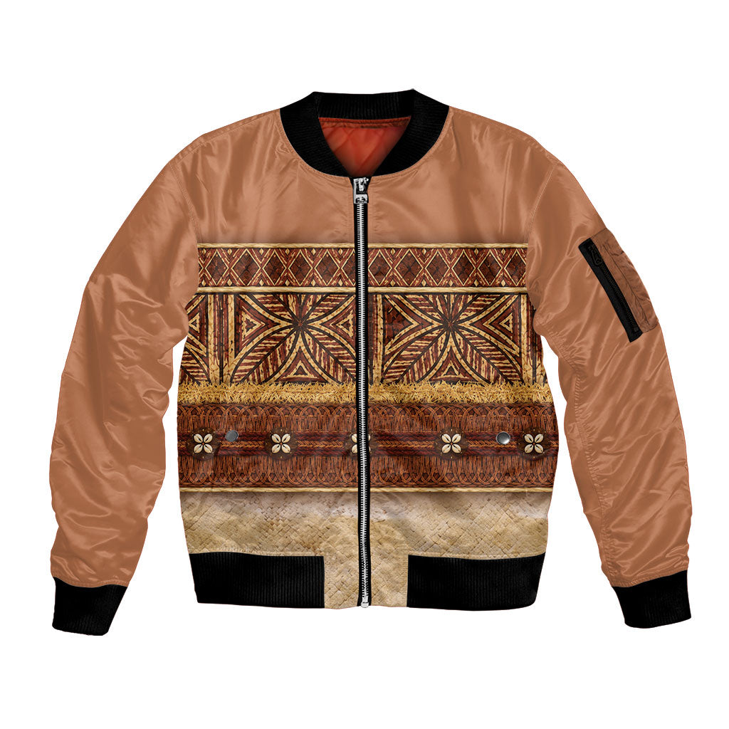 Polynesian Princess Inspired Cosplay Costume Sleeve Zip Bomber Jacket Traditional Tapa Pattern