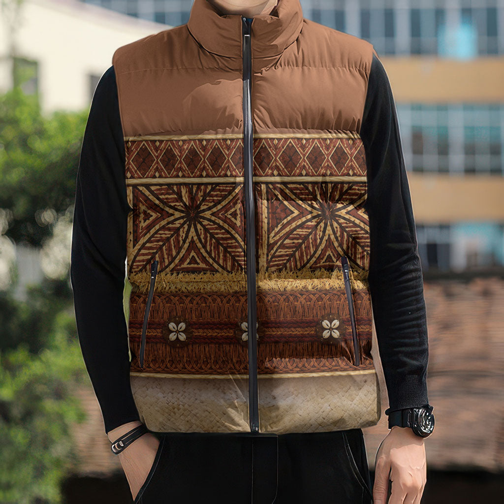Polynesian Princess Inspired Cosplay Costume Sleeveless Puffer Jacket Traditional Tapa Pattern
