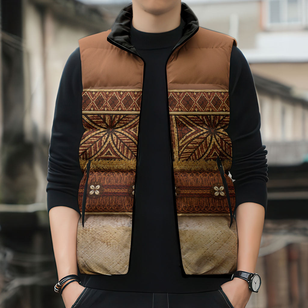 Polynesian Princess Inspired Cosplay Costume Sleeveless Puffer Jacket Traditional Tapa Pattern