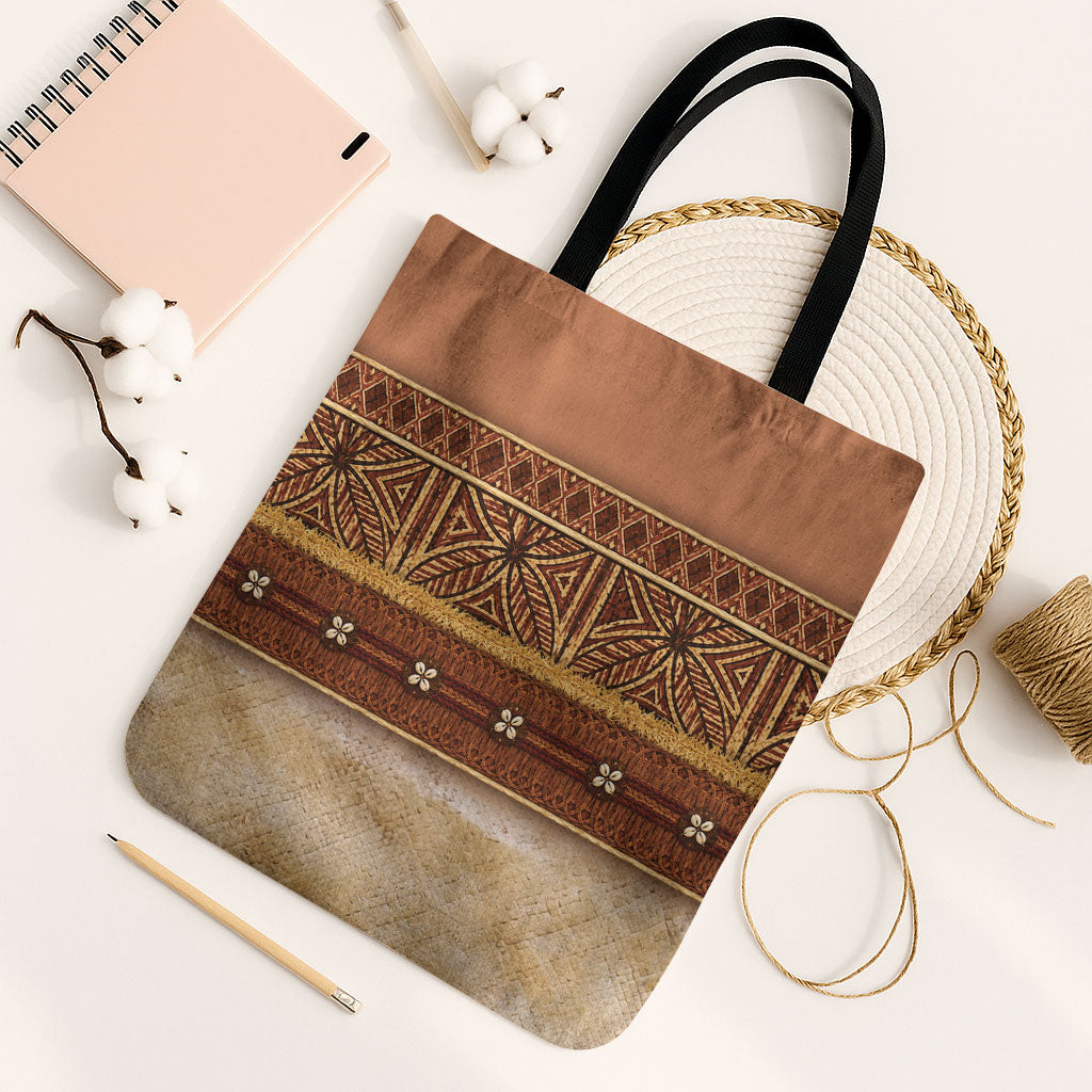 Polynesian Princess Inspired Cosplay Costume Tote Bag Traditional Tapa Pattern