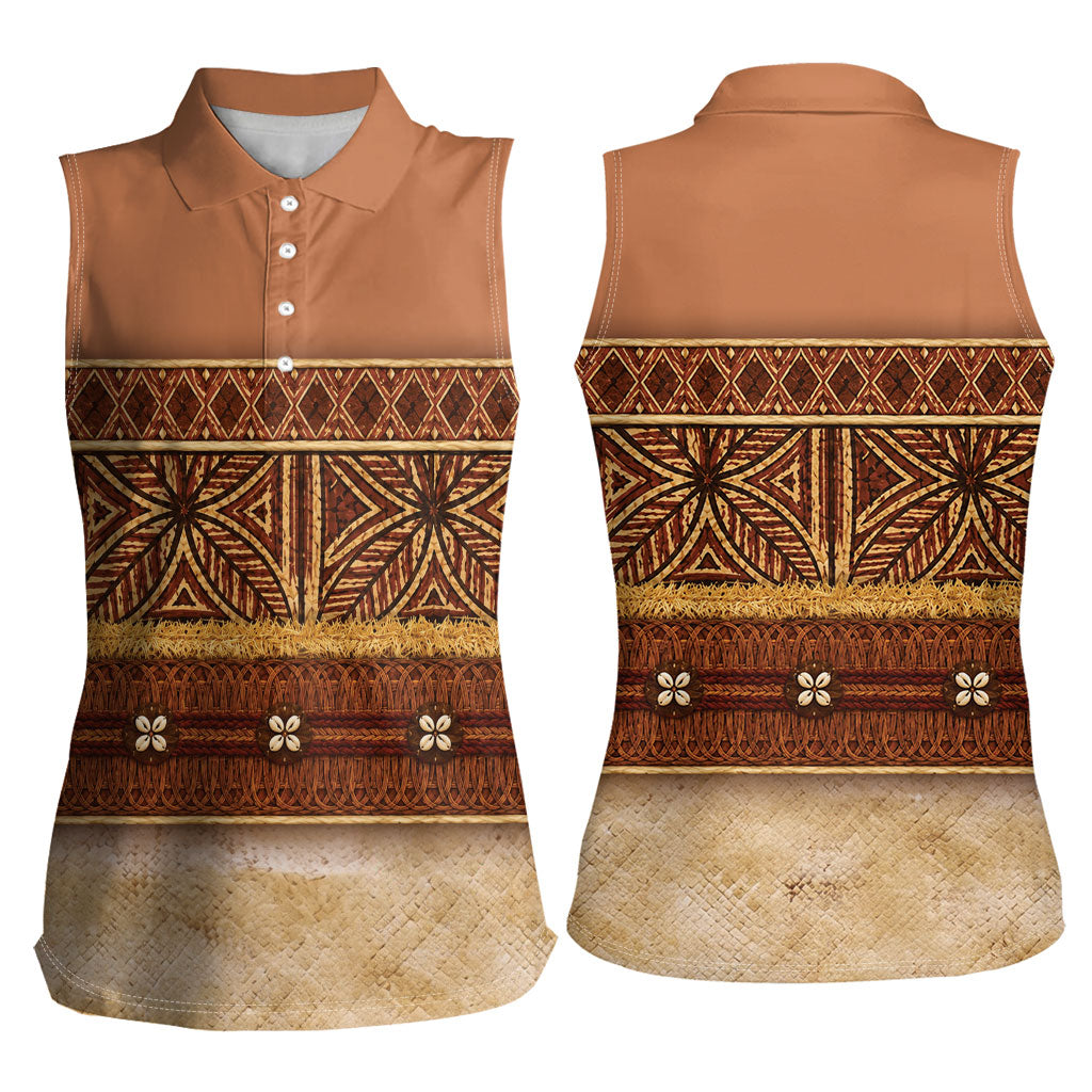 Polynesian Princess Inspired Cosplay Costume Women Sleeveless Polo Shirt Traditional Tapa Pattern