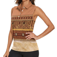 Polynesian Princess Inspired Cosplay Costume Women Sleeveless Polo Shirt Traditional Tapa Pattern