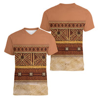 Polynesian Princess Inspired Cosplay Costume Women V-Neck T-Shirt Traditional Tapa Pattern