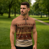 Polynesian Princess Inspired Cosplay Costume Zipper Polo Shirt Traditional Tapa Pattern