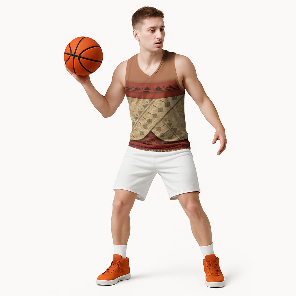 Island Elder Inspired Costume Basketball Jersey Polynesian Tribal Pattern