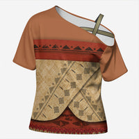 Island Elder Inspired Costume Cross Shoulder Shirt Polynesian Tribal Pattern
