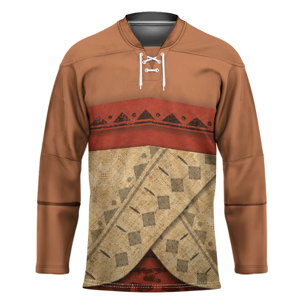 Island Elder Inspired Costume Hockey Jersey Polynesian Tribal Pattern