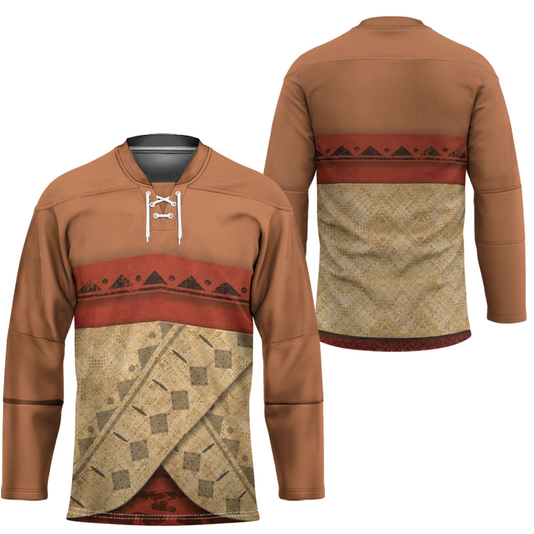 Island Elder Inspired Costume Hockey Jersey Polynesian Tribal Pattern