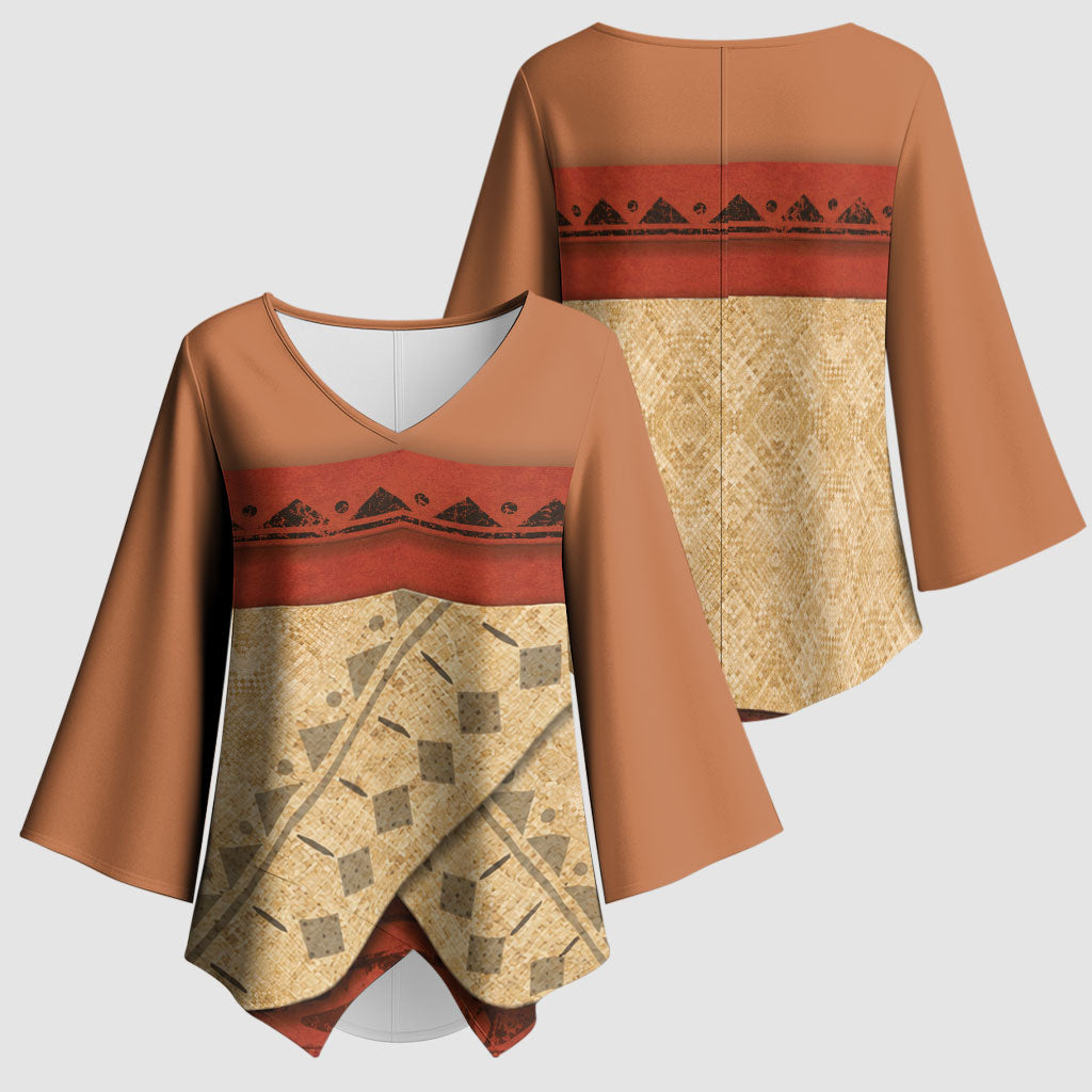 Island Elder Inspired Costume Kimono Sleeve Blouse Polynesian Tribal Pattern