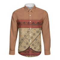 Island Elder Inspired Costume Long Sleeve Button Shirt Polynesian Tribal Pattern