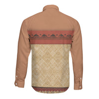 Island Elder Inspired Costume Long Sleeve Button Shirt Polynesian Tribal Pattern