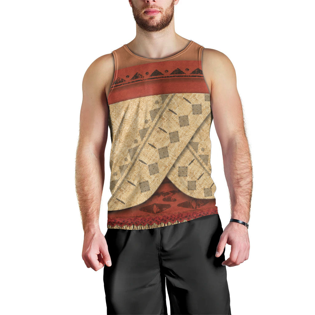 Island Elder Inspired Costume Men Tank Top Polynesian Tribal Pattern