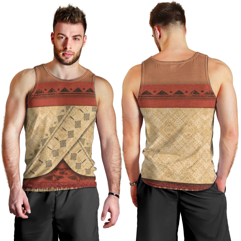 Island Elder Inspired Costume Men Tank Top Polynesian Tribal Pattern