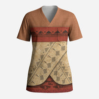 Island Elder Inspired Costume Scrub Top Polynesian Tribal Pattern