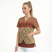 Island Elder Inspired Costume Scrub Top Polynesian Tribal Pattern