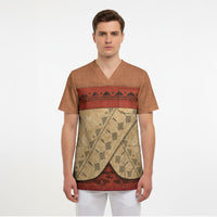 Island Elder Inspired Costume Scrub Top Polynesian Tribal Pattern