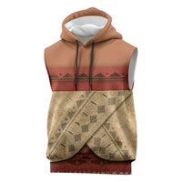 Island Elder Inspired Costume Sleeveless Hoodie Polynesian Tribal Pattern
