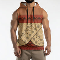 Island Elder Inspired Costume Sleeveless Hoodie Polynesian Tribal Pattern