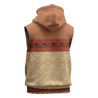 Island Elder Inspired Costume Sleeveless Zip Hoodie Polynesian Tribal Pattern